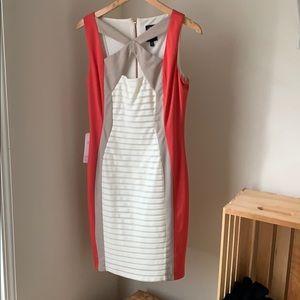 White and coral dress